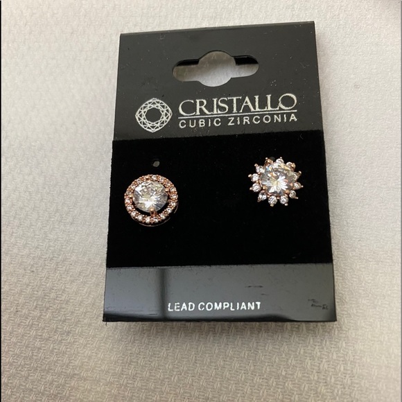 Cristallo Cubic Zirconia Pierced Earrings NIP - Picture 4 of 4